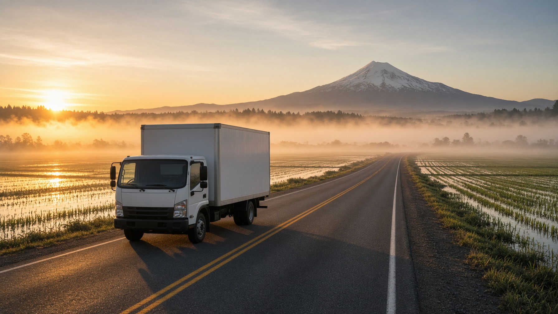 Delivery truck on a rural North State highway